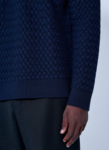 LN-CC® - Bottega Veneta: Lightweight Wool Intrecciato Sweater - Blue Bottega Veneta Lightweight Wool Intrecciato Sweater Blue bov0165015
