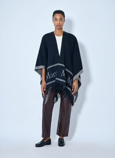 Max Mara Fringed Wool Wrap Navy max0265089