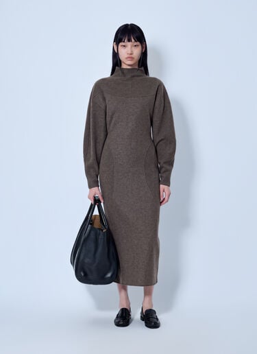 LN-CC® - Max Mara: High-Neck Wool and Cashmere Jersey Dress - Dark Brown Max Mara High-Neck Wool and Cashmere Jersey Dress Dark Brown max0266221