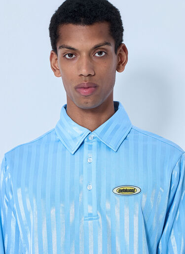 Metalwood Striped Long Sleeve Polo Shirt Blue met0164003