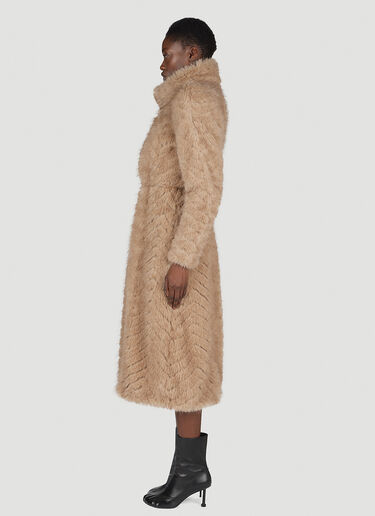 Balenciaga Round Shoulder Quilted Faux-Fux Coat Camel bal0254010