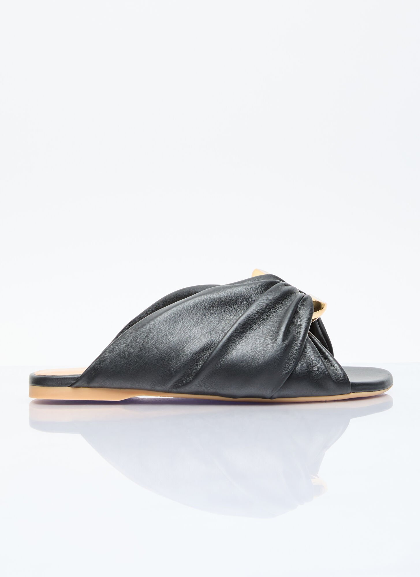 Shop Jw Anderson Corner Leather Flats In Black