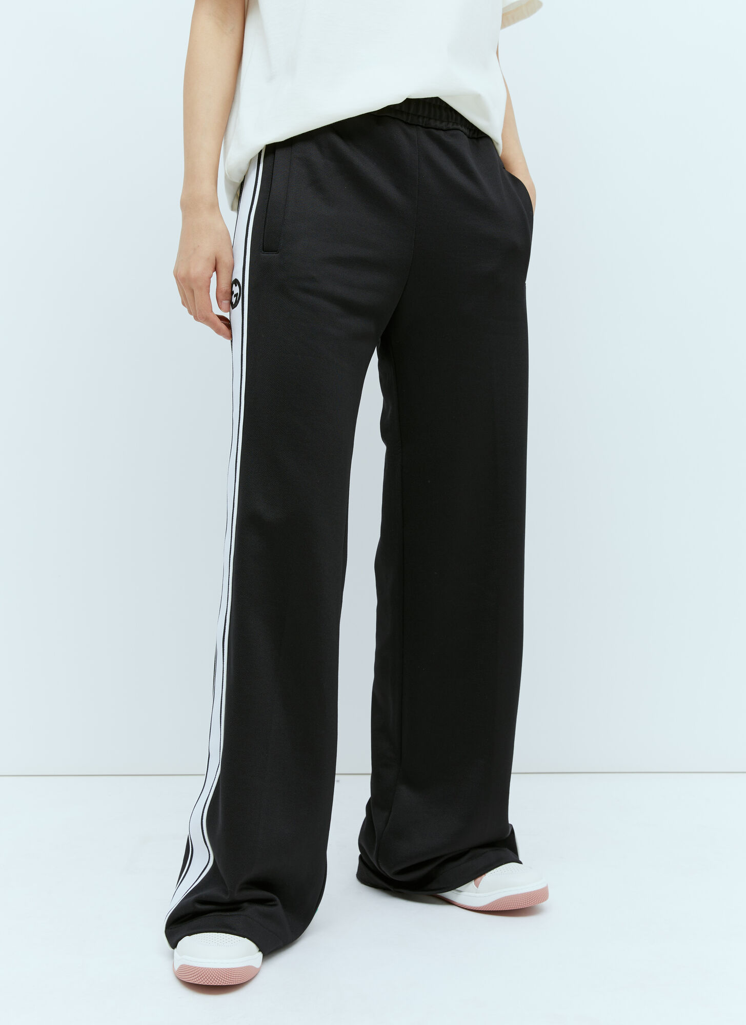 Shop Gucci Logo Embroidery Track Pants In Black