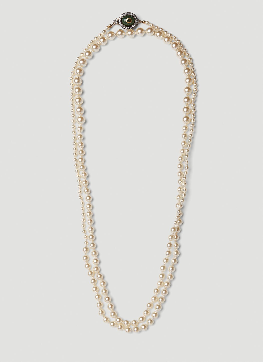 Gucci double on sale g pearl necklace