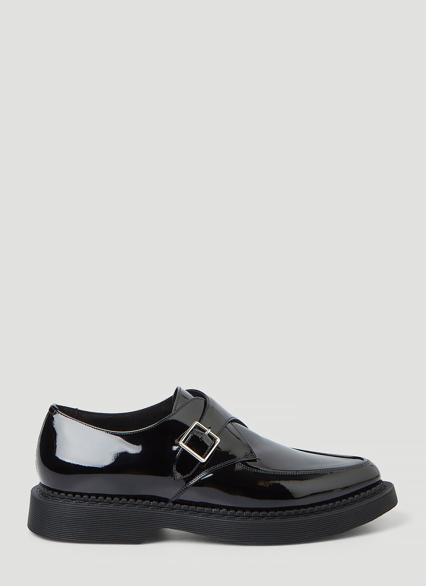 Saint Laurent Buckle Leather Shoes In Black