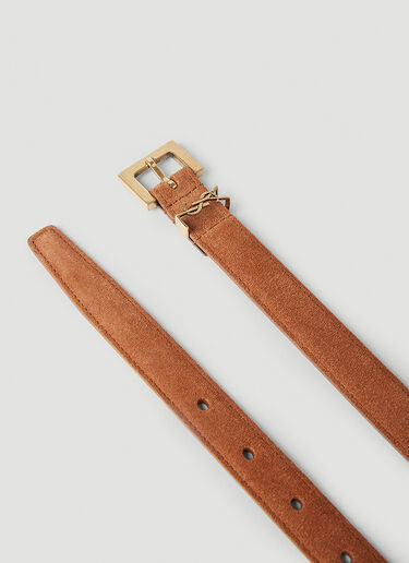 Saint Laurent Logo Plaque Belt Brown sla0251068