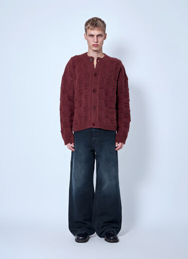 Marni Textured Knit Cardigan Burgundy mni0166001