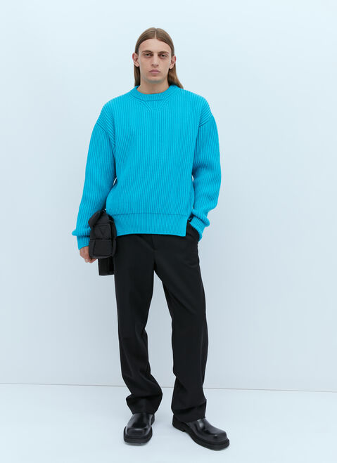 Jil Sander Wool Knit Sweater Light Blue jil0153006