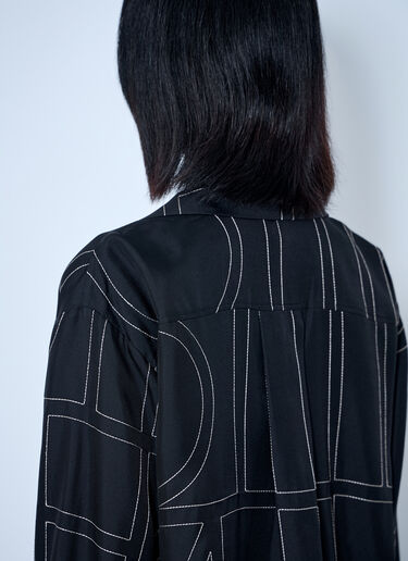 LN-CC® - Toteme: Monogram Silk Pj Shirt - Black Toteme Monogram Silk Pj Shirt Black tot0265078