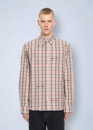Off-White Marker Check Flannel Shirt Brown ofw0164137
