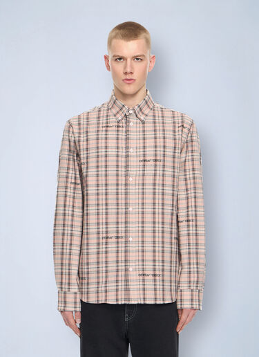 LN-CC® - Off-White: Marker Check Flannel Shirt - Brown Off-White Marker Check Flannel Shirt Brown ofw0164137