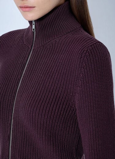 LN-CC® - MM6 Maison Margiela: Ribbed Zip-Up Knit Cardigan - Purple MM6 Maison Margiela Ribbed Zip-Up Knit Cardigan Purple mmm0265001