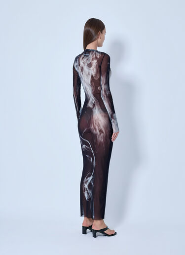 LN-CC® - Jean Paul Gaultier: Mesh Printed Smoking Women Long Dress - Black Jean Paul Gaultier Mesh Printed Smoking Women Long Dress Black jpg0266003