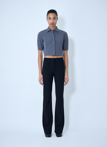 Jil Sander Short-Sleeve Button-Down Crop Shirt Grey jil0264033