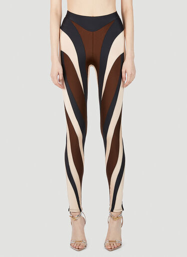 Mugler Contrast Panel Leggings Brown mug0251050