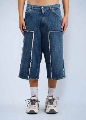 Palm Angels Curved Logo Skater Shorts Blue pma0164142