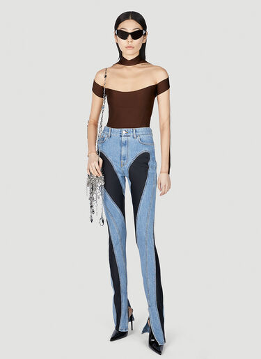 Mugler Structured Contrast Panel Jeans Blue mug0251060