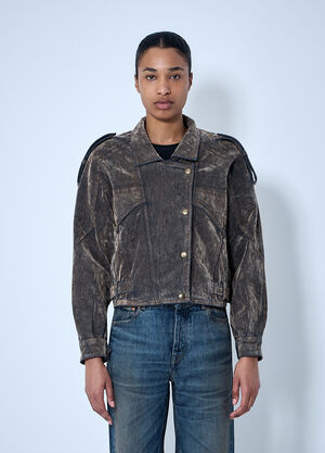 Vaquera Flocked Denim Jacket Brown vaq0264001