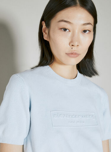 Alexander Wang Embossed Logo Ribbed T-Shirt Blue awg0253055