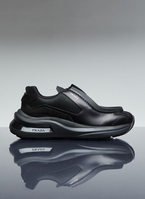 Prada Systeme Brushed Leather Sneakers Grey pra0153011