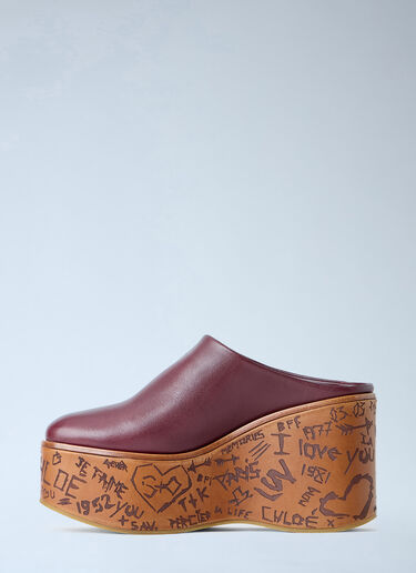 LN-CC® - Chloé: Maxime Wedge Mules - Burgundy Chloé Maxime Wedge Mules Burgundy chl0265030