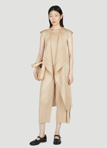 Pleats Please Issey Miyake Waterfall Plissé Vest Beige plp0253024