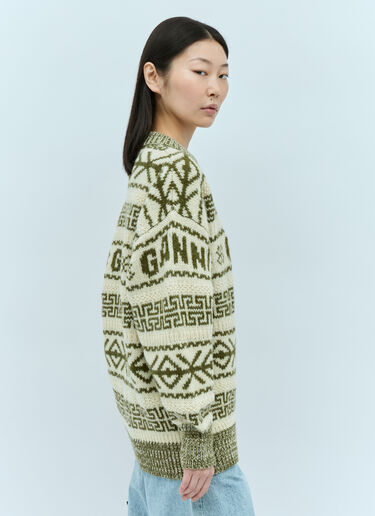 Logo Jacquard Wool Sweater GANNI Logo Jacquard Wool Sweater Beige gan0254037