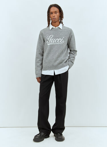 徽标提花羊毛衫 Gucci 徽标提花羊毛衫 灰色 guc0157025