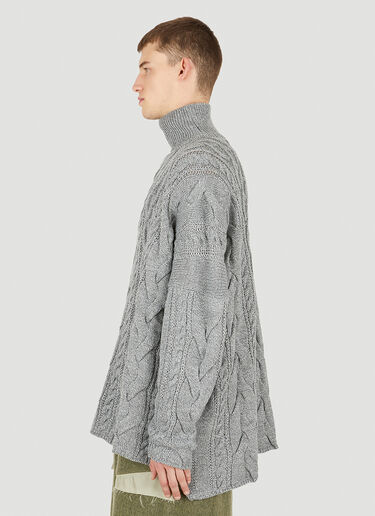 Sulvam Cable Knit Jumper Dark Grey sul0150011