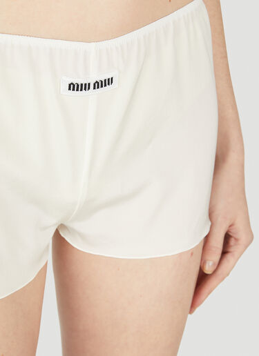 Miu Miu Logo Boxer Shorts In Silk in White