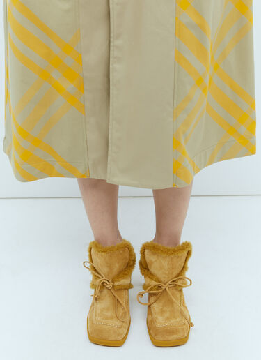 Burberry 绒面革和羊毛皮高跟穆勒鞋 黄 bur0254050