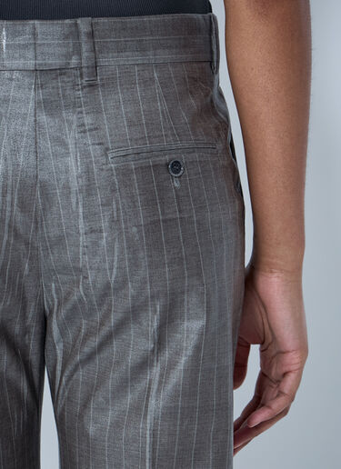 LN-CC® - Acne Studios: Coated Pinstripe Trousers - Grey Acne Studios Coated Pinstripe Trousers Grey acn0264043