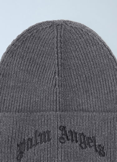 Curved Logo Beanie Hat Palm Angels Curved Logo Beanie Hat Grey pma0162065