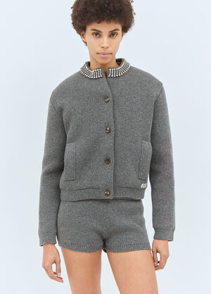 Gucci Padded Rib Wool Cardigan Grey guc0258006