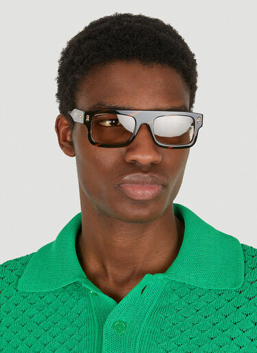 Gucci Striped Square Frame Sunglasses Brown guc0148004