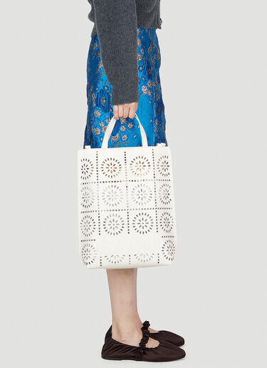 GANNI Banner Medium Tote Bag White gan0253034