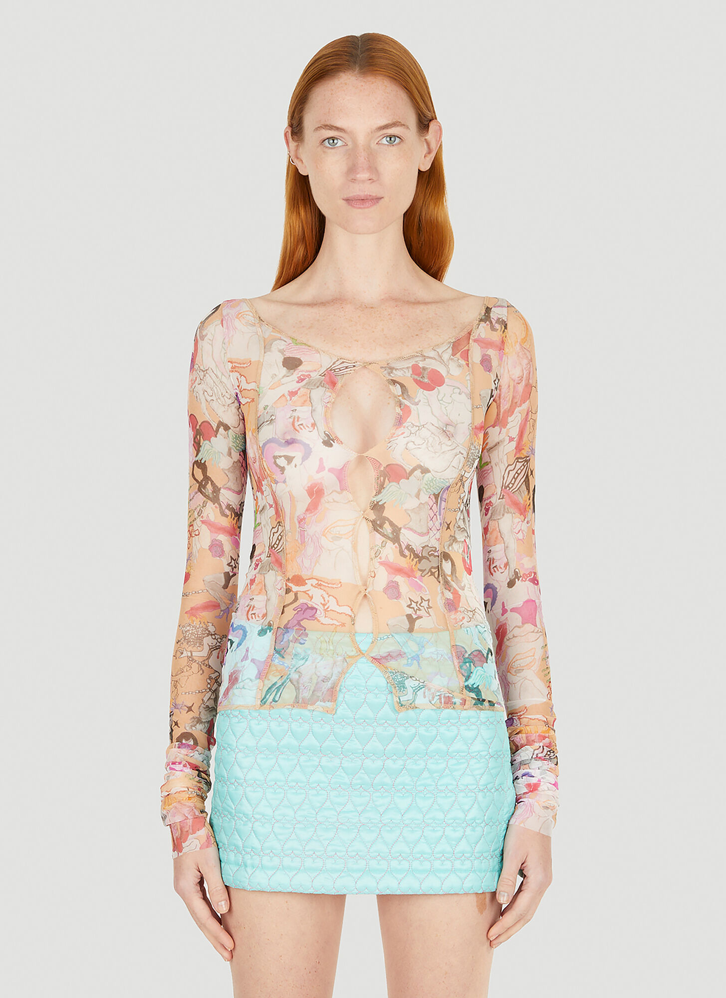 MARCO RAMBALDI GRAPHIC MESH CUT OUT TOP 