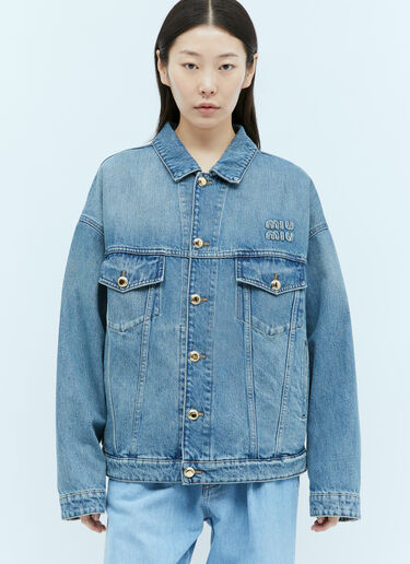 Miu Miu Washed Denim Jacket Blue miu0255016