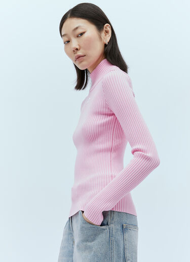Courrèges Logo Embroidery High Neck Sweater Pink cou0253045