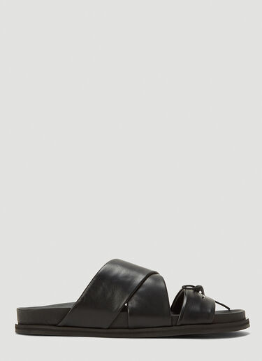 Simone Rocha Criss-Cross Bow Slides Black sra0244015