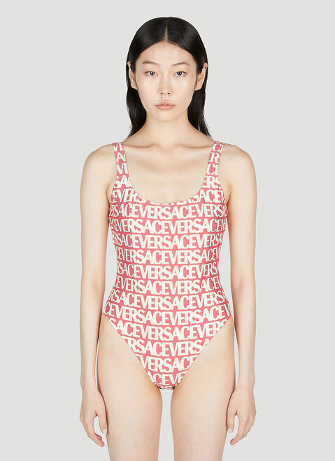 Versace Logo Print Swimsuit Black vrs0249016