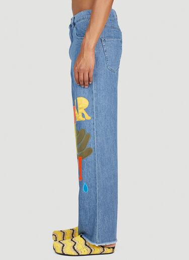 Graphic Applique Wide Leg Jeans Marni x No Vacancy Graphic Applique Wide Leg Jeans Blue mvy0153005