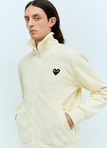Comme Des Garçons PLAY 徽标贴饰拉链运动衫  米色 cpl0355026