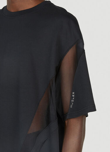 Mugler Sheer Panel T-Shirt Black mug0351003