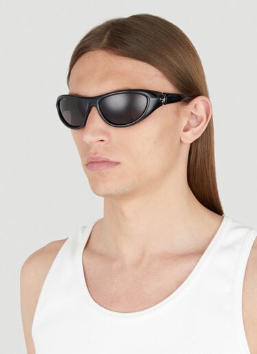 Bottega Veneta Oval Wrap Around Sunglasses Black bov0352006