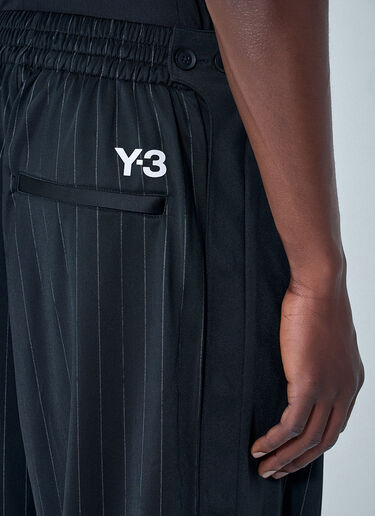 Y-3 Pinstripe Wide-Leg Trousers Black yyy0164050