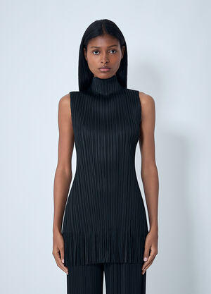 Pleats Please Issey Miyake Pleated Wave Tunic Top Black plp0262011