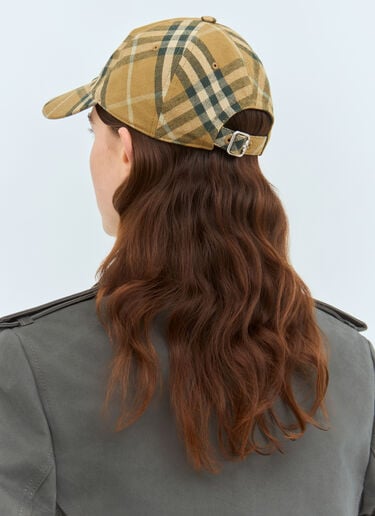 Burberry Check Cotton Baseball Cap Brown bur0358002