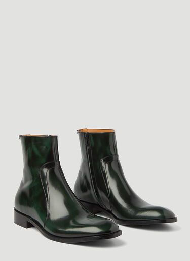 Maison Margiela Waxed Leather Ankle Boots Green mla0145021