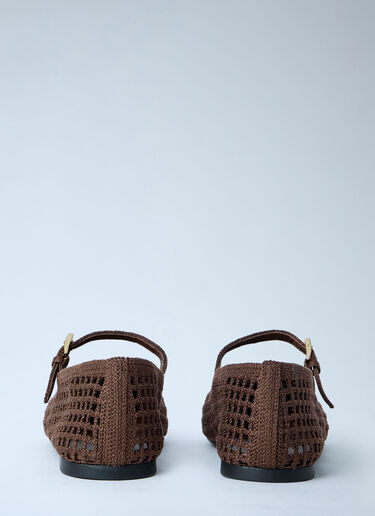 Prada Crochet Knit Ballerina Flats Brown pra0264042